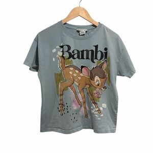 Disney Bambi Women’s T-Shirt Short Sleeve Crew Neck Light Blue Deer Small
